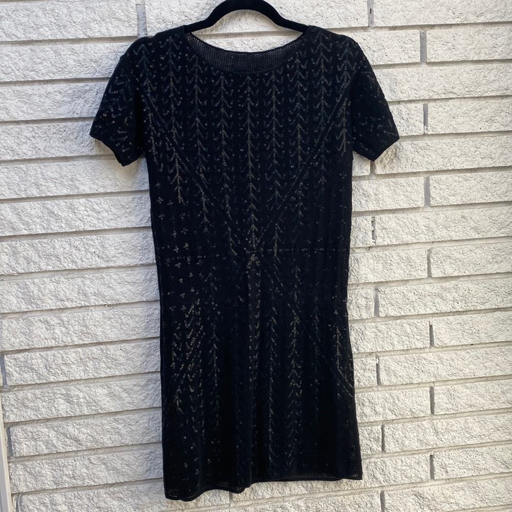 Catherine Malandrino Sequin Knit Sweater Dress Black